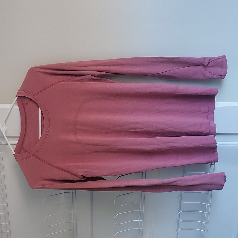 Lululemon Swiftly Tech Long Sleeve Shirt Thumbholes Running Pink Size 8 Active